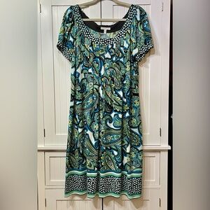 London Style Blue and Green Paisley Midi Dress